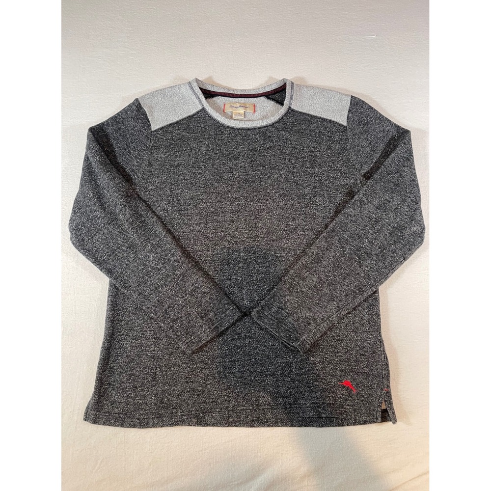 Tommy Bahama Mens Large Charcoal Heather Long Sleeve Pullover Sweatshirt Marlin